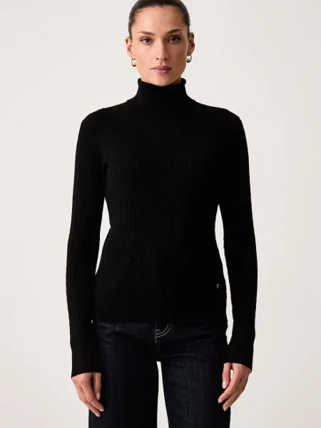 U.S. Polo Assn. ζιβάγκο παιδικό με Fine Cable Roll Neck Jumper μαύρο