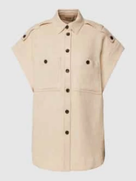 Mos Mosh koszula relaxed z kołnierzykiem klasycznym beżowy