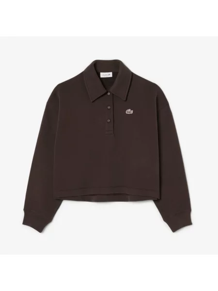Lacoste Bluza O Luźnym Kroju Z Kołnierzykiem Polo brązowa