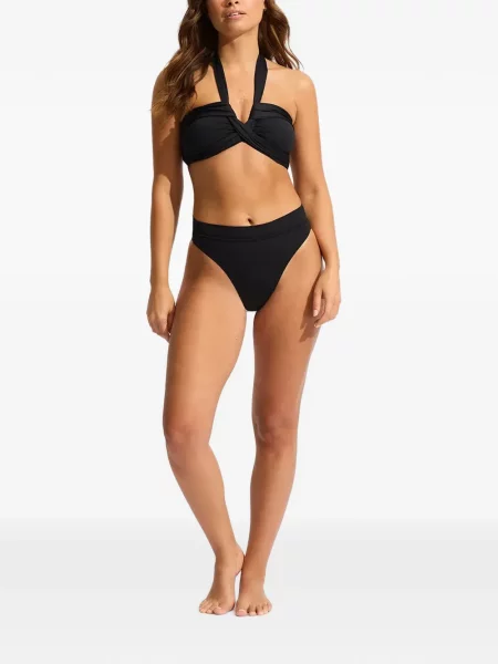 Bikini Seafolly cu gât halter negru