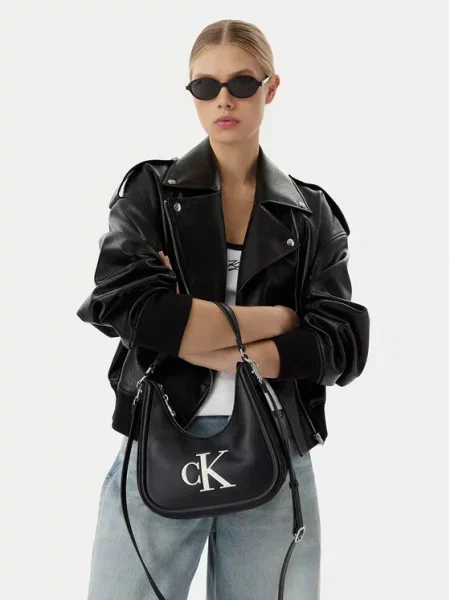 Calvin Klein Torba za na rame / bijela crna