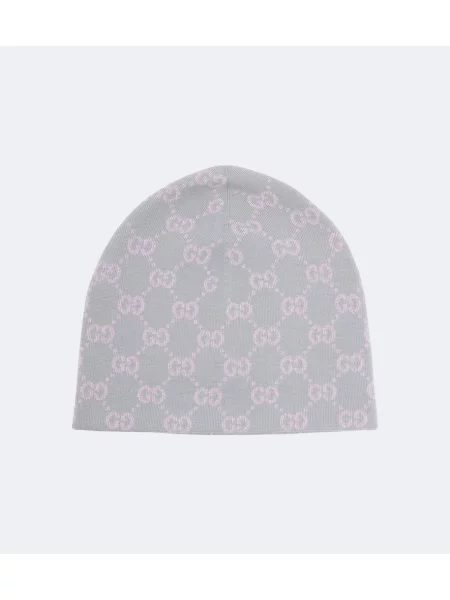 Vlnená čiapka Gucci sivá