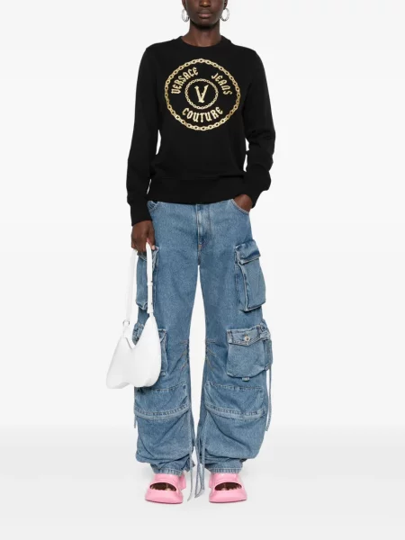 Raštuotas džemperis Versace Jeans Couture juoda