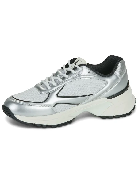 Dámske topánky Calvin Klein Hike Runner Lace Up Mesh Mix silver/black/bright white sivá
