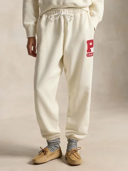 Polo Ralph Lauren Nohavice červená / biela ako vlna béžová