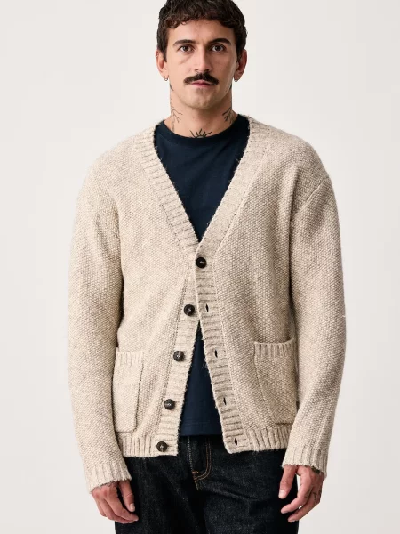 Guess Jeans cardigan pentru bărbați cu lână bej