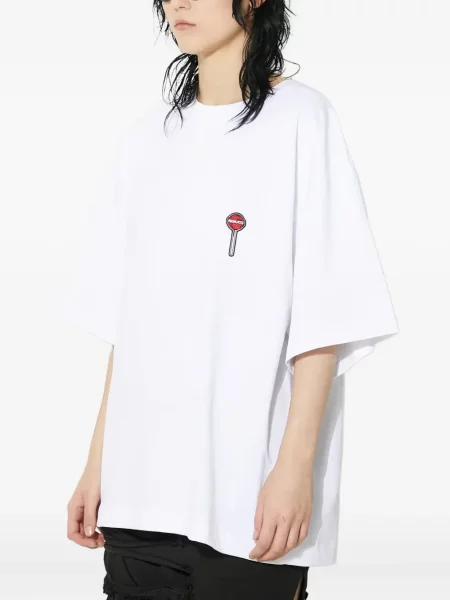 Tricou Fiorucci cu broderie alb