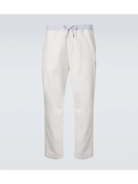 Pantaloni sport Brunello Cucinelli din jerseu alb