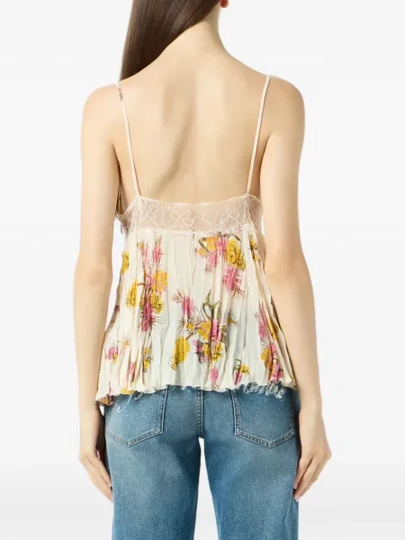 Top Blumarine cu model floral din dantelă