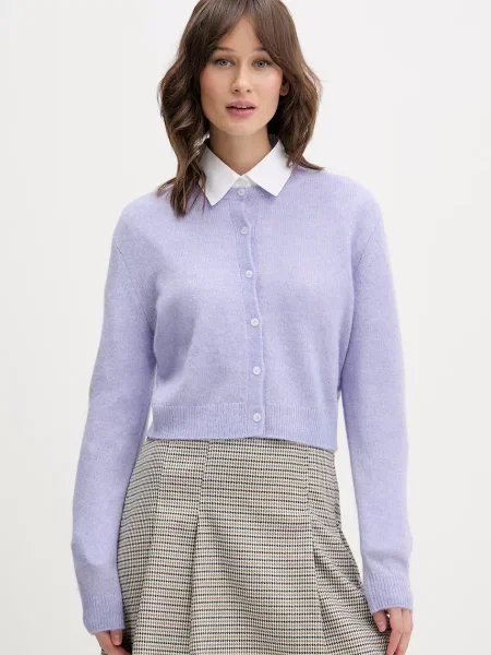 Pulover z dodatkom volne HUGO Sfebra vijolična