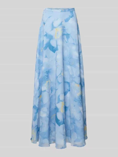 Długa spódnica o kroju regular fit z kwiatowym wzorem na całej powierzchni Jake*s Cocktail niebieska