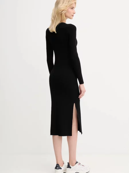 Lacoste sukienka maxi dopasowana czarny