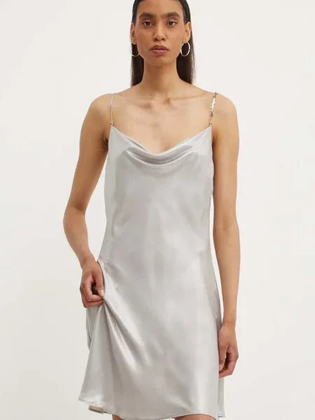 Diesel sukienka D-MINTY mini rozkloszowana beżowy