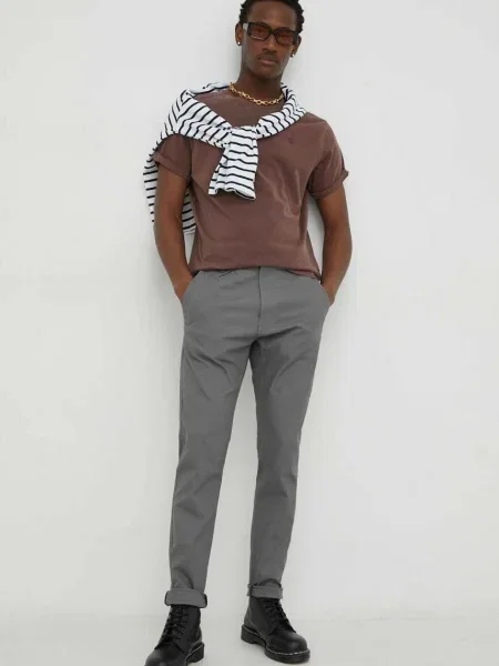 G-Star Raw pantaloni barbati gri cu fason chinos bej