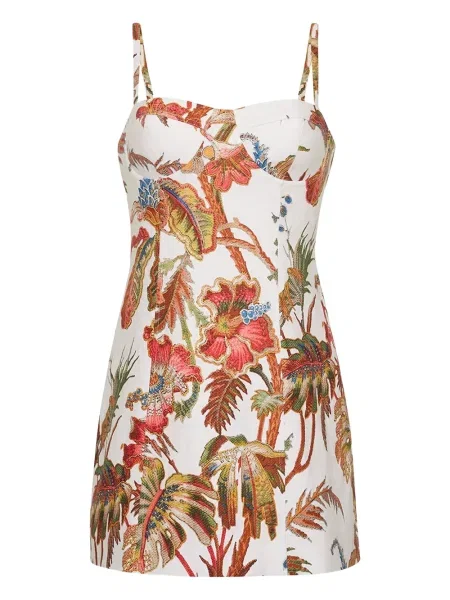 Rochie mini Cara Cara cu model floral de costum alb