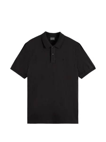 Tricou polo Scotch & Soda cu broderie negru