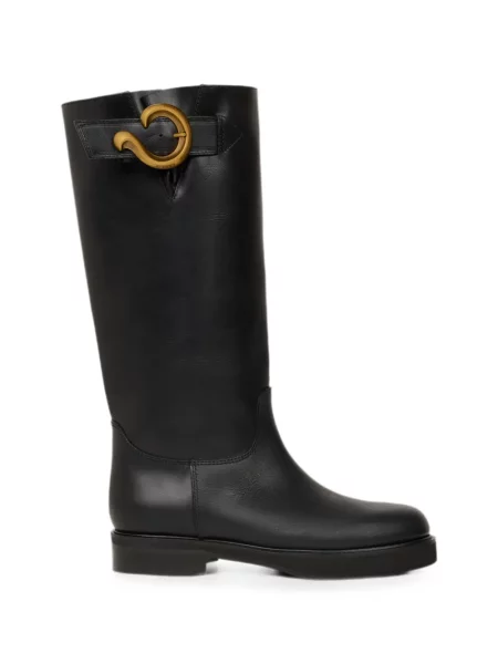 Botine Etro din piele cu model paisley cu cataramă negru