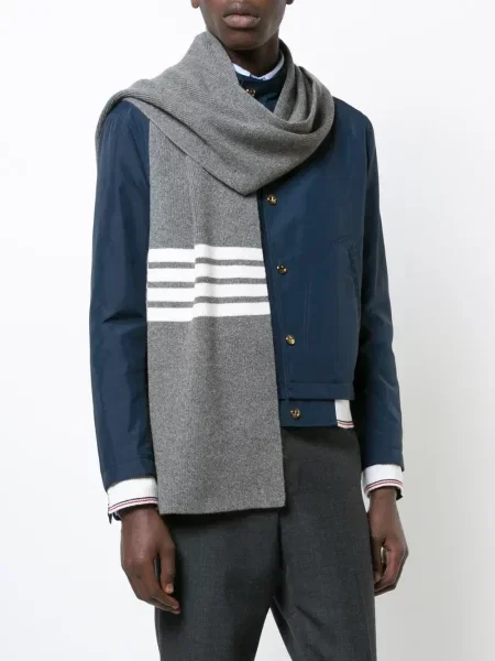 Kašmyro dryžuotas šalikas Thom Browne pilka