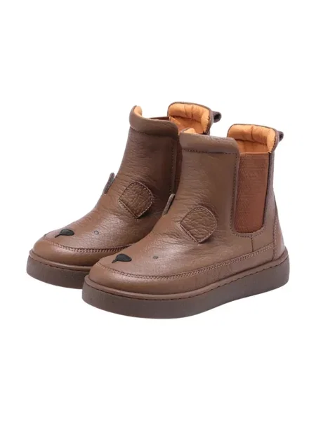 Donsje Detské zimné kožené topánky Thuru Classic Boots Bear hnedá