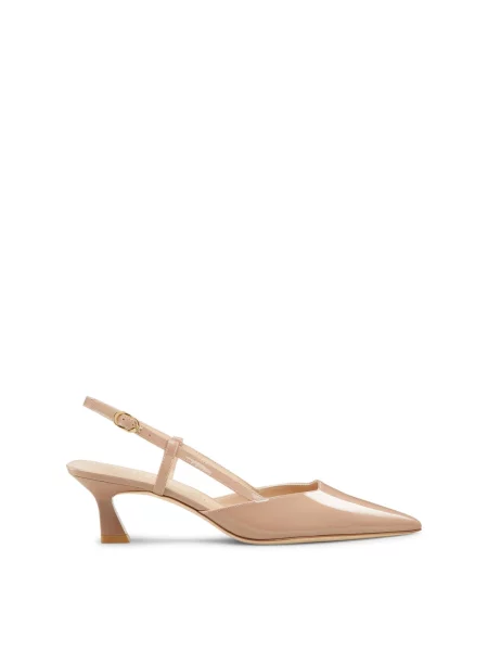 Czółenka Stuart Weitzman z otwartą piętą beżowa