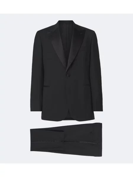 Gyapjú öltöny Brioni fekete