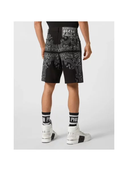 Szorty jeansowe Philipp Plein z wzorem paisley czarne