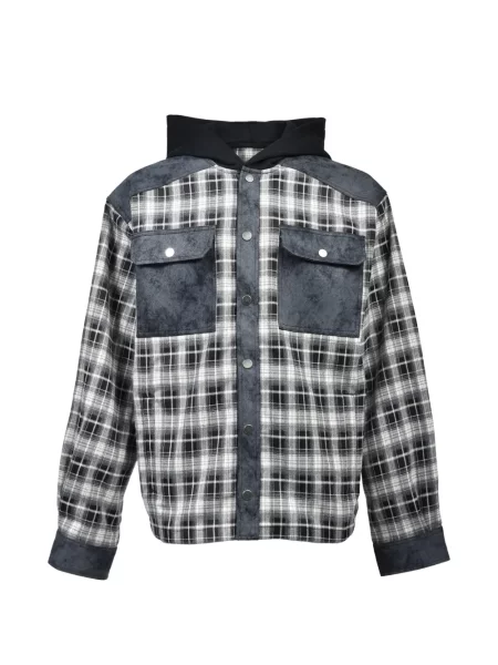 Kostkovaná košile Breath s kapucí černá