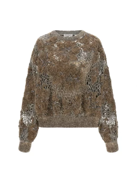Sweter Brunello Cucinelli wełniany brązowy