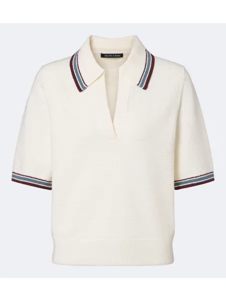 Tricou polo Veronica Beard tricotate alb