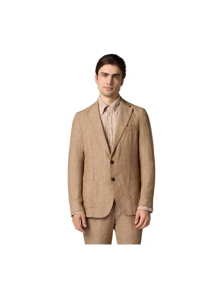 Lniany garnitur Brooks Brothers brązowy