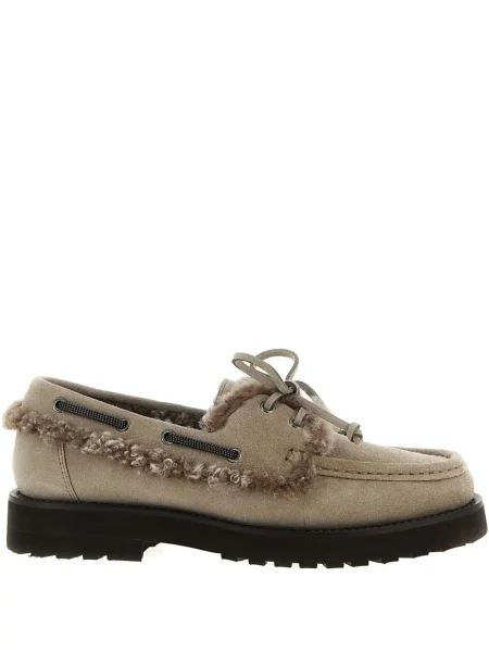 Pantofi loafer Brunello Cucinelli din piele de căprioară gri