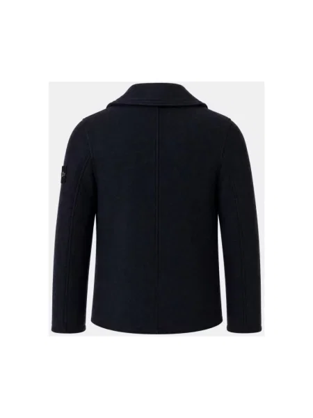 Płaszcz Stone Island wełniany z kamieniami niebieski
