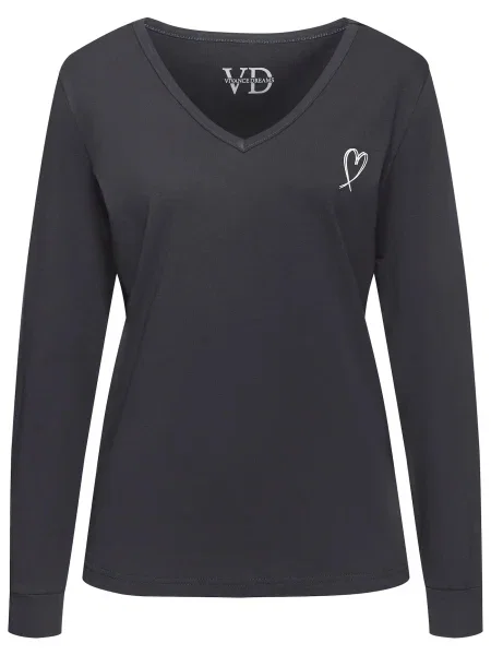 VIVANCE Bluză de noapte Dreams gri închis alb