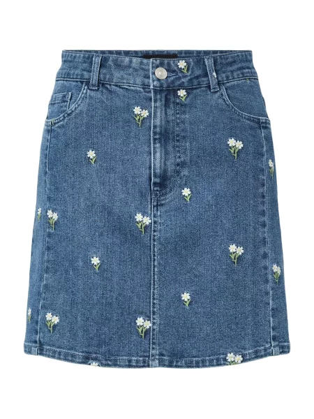 PIECES Fustă PCFLORA denim albastru