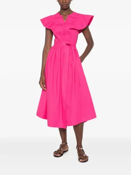 Rochie midi Mii cu volane roz