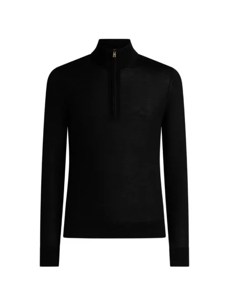 Pulover Etro cu broderie de lână negru