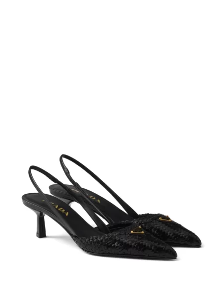Pantofi cu toc Prada slingback cu bretele negru