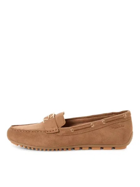 Loafersy Tamaris skórzane beżowe