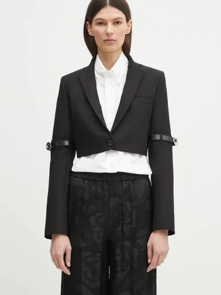 Coperni sacou Hybrid Cropped Tailored un singur rand de negru