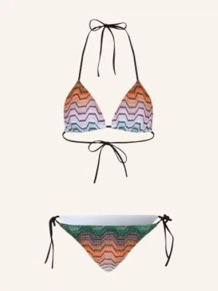Missoni Trojúhelníkové Bikiny S Třpytivou Přízí zelená / oranžová modrá