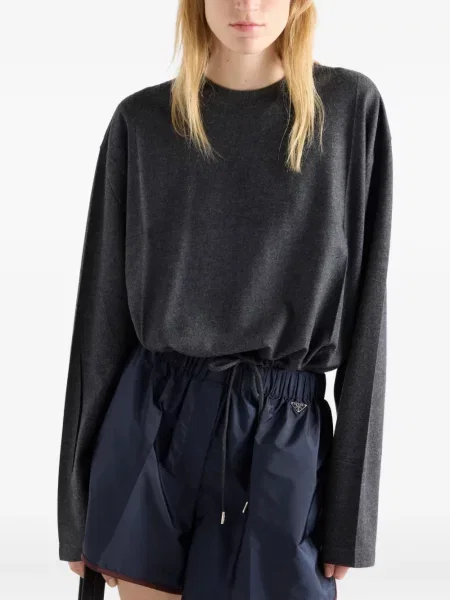 Tricou Prada din jerseu gri