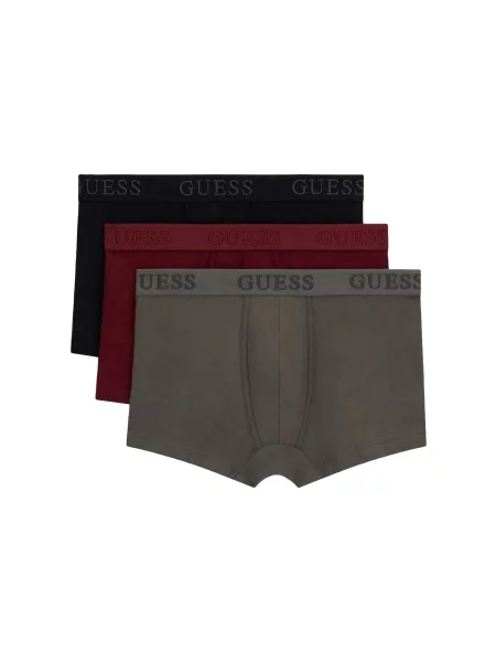 GUESS Boxeri pământiu / roșu bordeaux negru