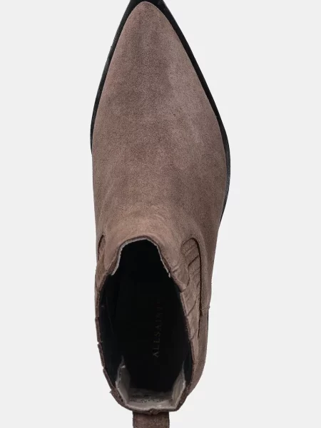 Замшеві черевики AllSaints MARCIE SUEDE BOOT блок коричневий