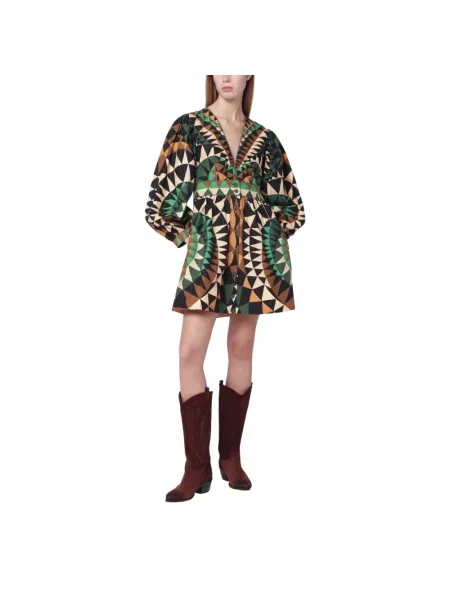 Sukienka mini Farm Rio w serca z bufiastymi rękawami garniturowa