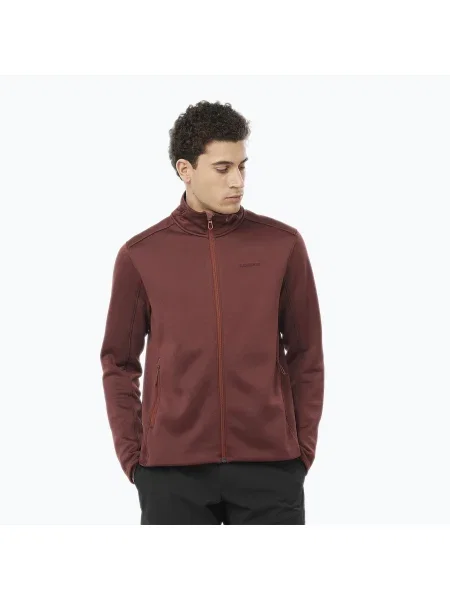 Мъжки Salomon Essential Midwarm Fz rum raisin трекинг суитшърт винено червено