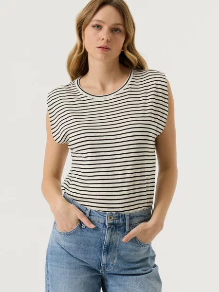 GARCIA Tricou negru / murdar alb