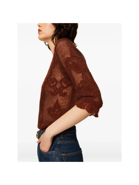 Dzianinowy sweter Twinset brązowy