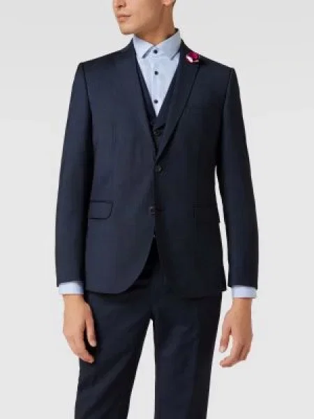 Marynarka na 2 o kroju slim fit z ozdobnym detalem Cg - Club Of Gents granatowa