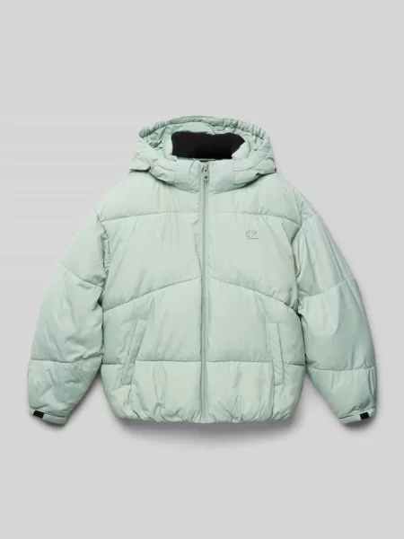 Kurtka pikowana z naszywką z logo Calvin Klein Jeans zielona
