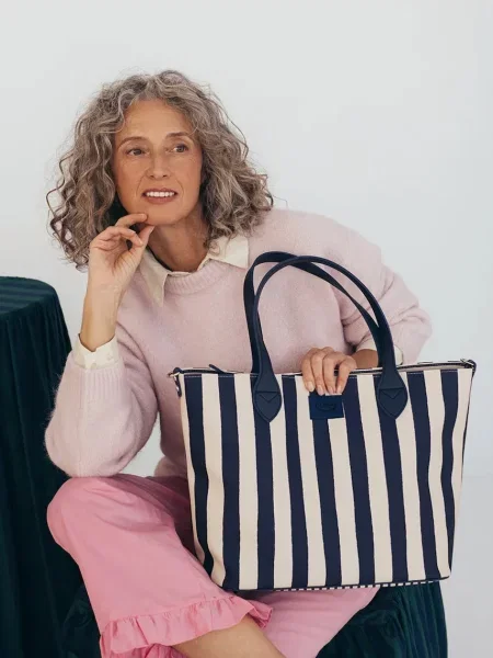 La Millou torba STRIPES NAVY granatowa